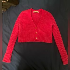 Hot pink crop sweater in good condition